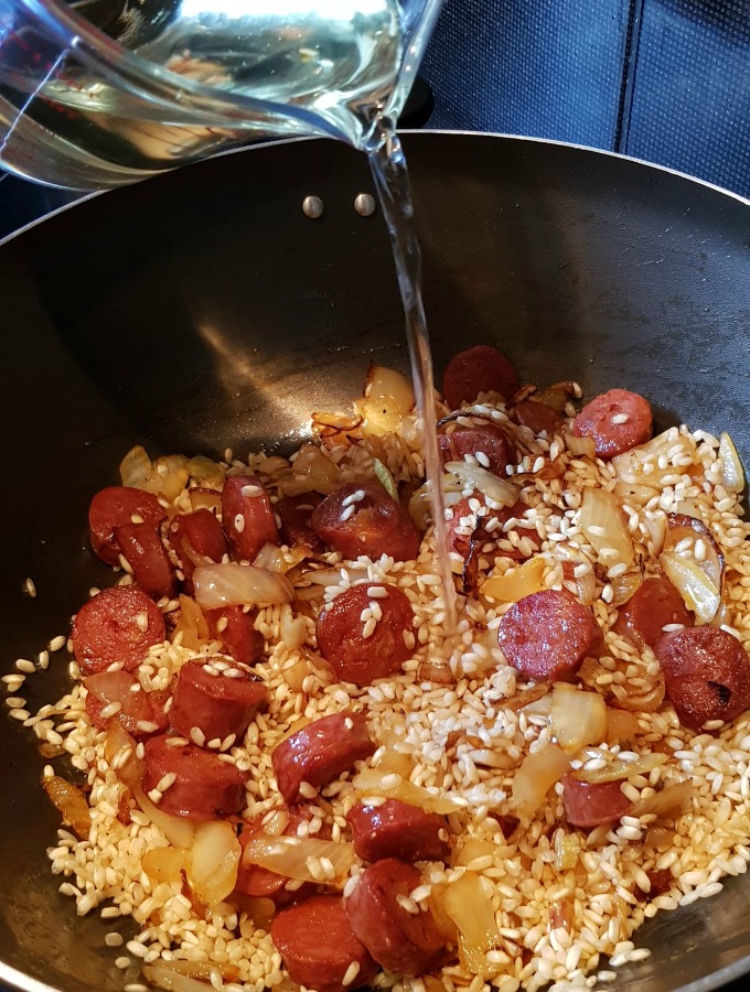 reducing stock cooking risotto