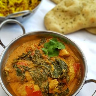 Our Chicken Saag Recipe is not too spicy but has delicious flavours. The chicken and spinach curry is a perfect healthy midweek meal.