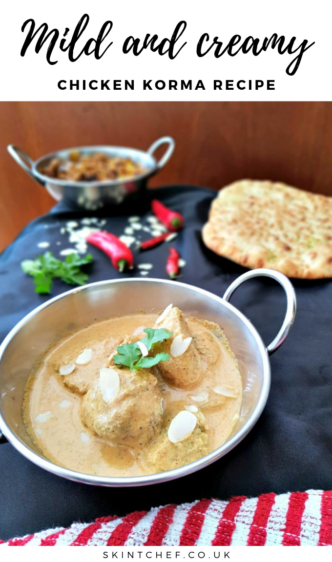 This easy Chicken Korma Recipe with coconut milk is a rich and creamy curry, without too much spice. It doesn’t take long to make so is perfect as a family-friendly mid-week meal.