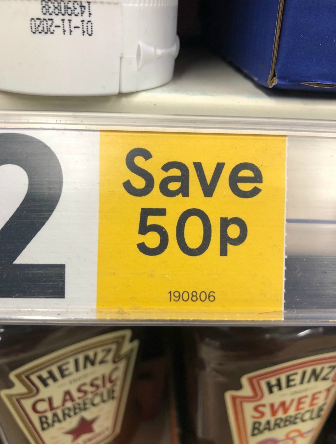 Tesco date code on price label