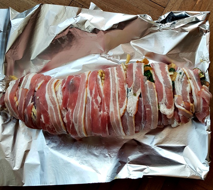 Stuffed Pork Loin Wrapped in Bacon with Spinach and Cheese ...