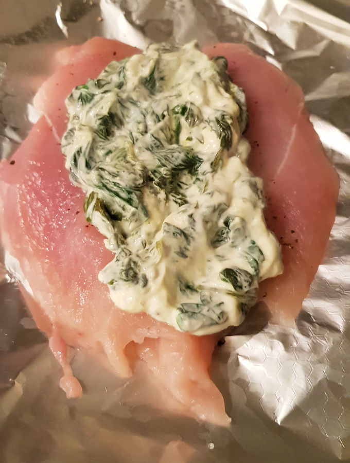Spinach and Cream Cheese stuffed chicken